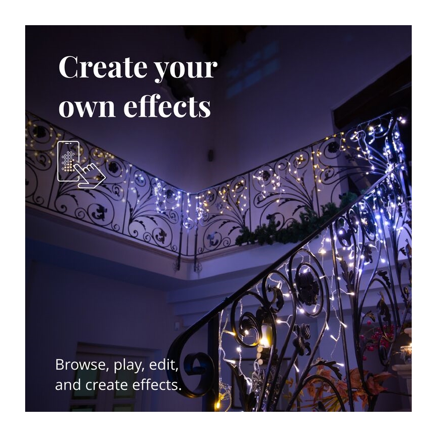 Twinkly - LED Dimbaar buitenshuis Kerst gordijn ICICLE 190xLED 11,5m IP44 Wi-Fi