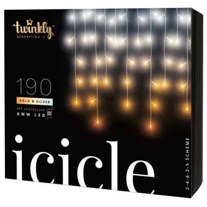 Twinkly - LED Dimbaar buitenshuis Kerst gordijn ICICLE 190xLED 11,5m IP44 Wi-Fi