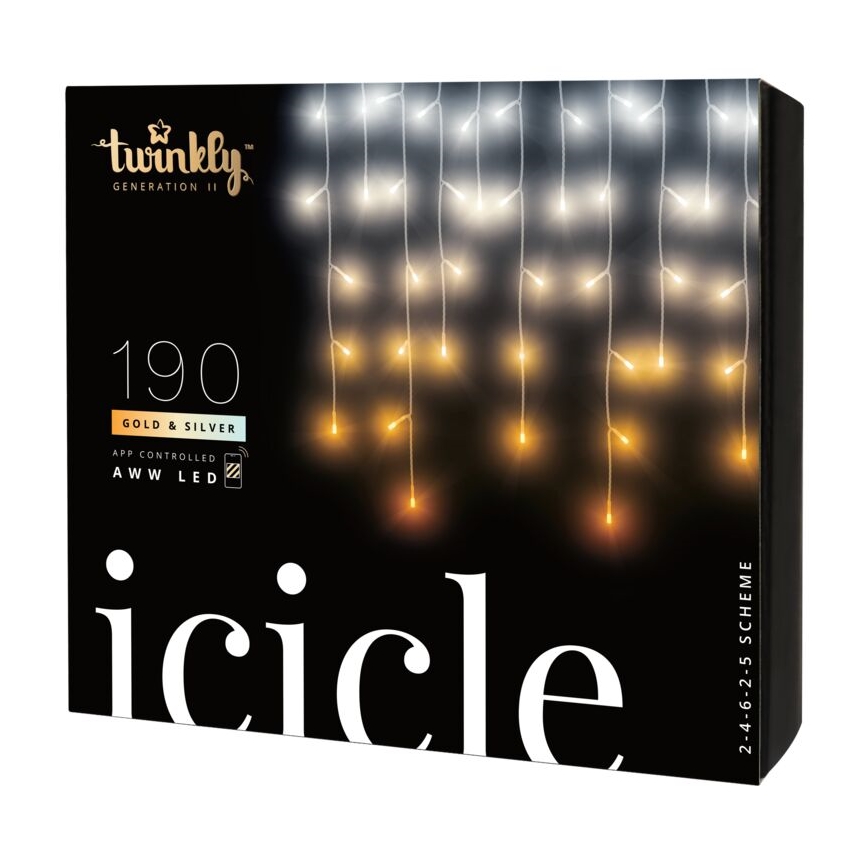 Twinkly - LED Dimbaar buitenshuis Kerst gordijn ICICLE 190xLED 11,5m IP44 Wi-Fi