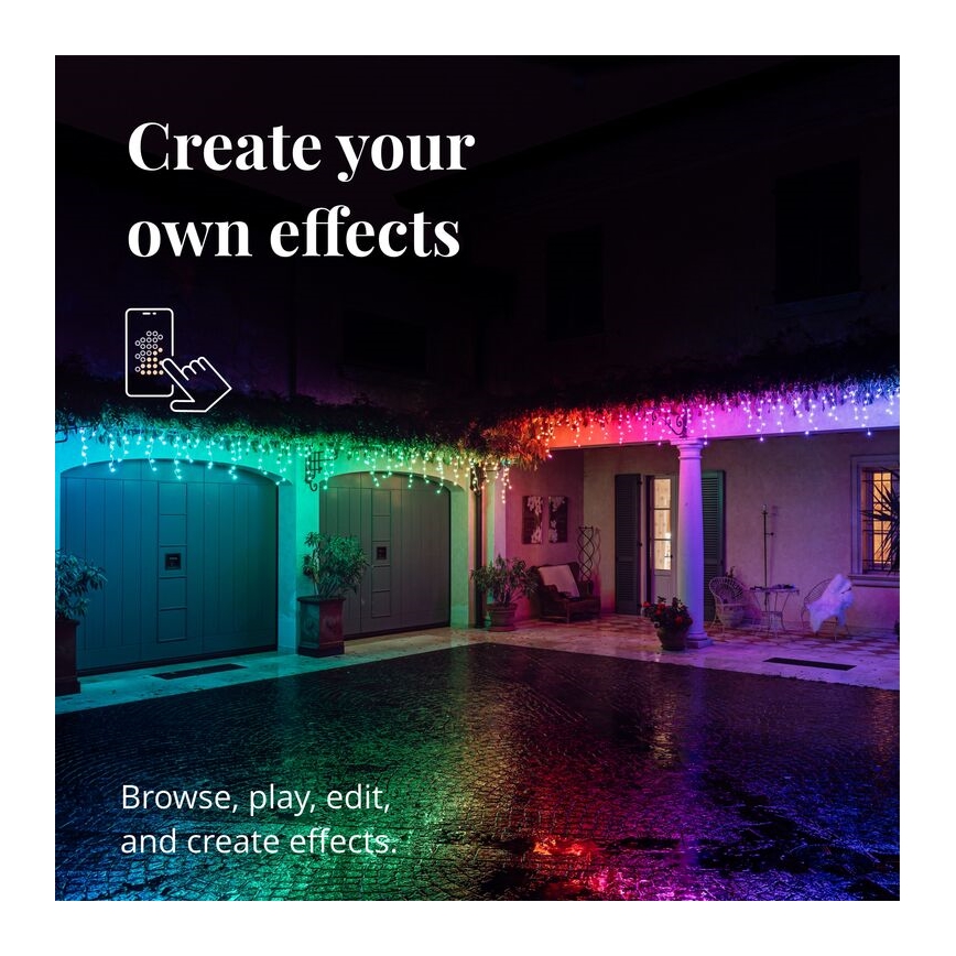 Twinkly - LED RGBW Dimbaar buitenshuis Kerst gordijn ICICLE 190xLED 11,5m IP44 Wi-Fi