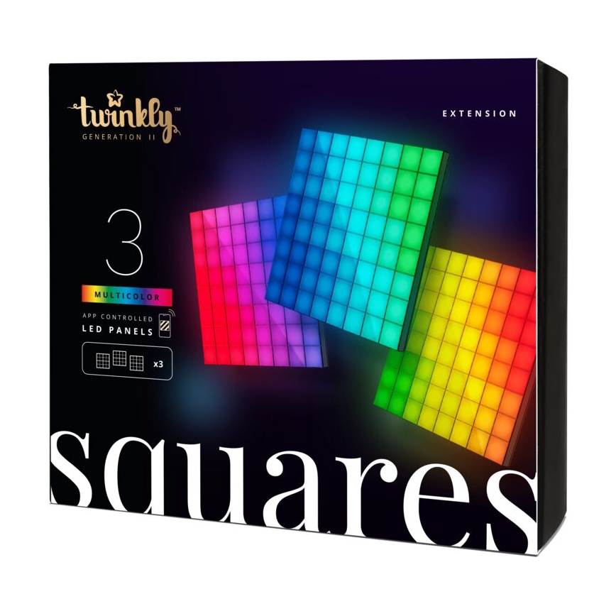 Twinkly - SET 3xLED RGB Dimbaar lichtpaneel SQUARES 64xLED 16x16 cm Wi-Fi