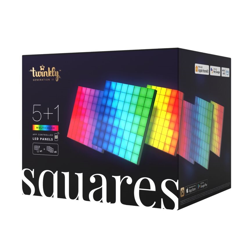 Twinkly - SET 6xLED RGB Dimbaar lichtpaneel SQUARES 64xLED 16x16 cm Wi-Fi
