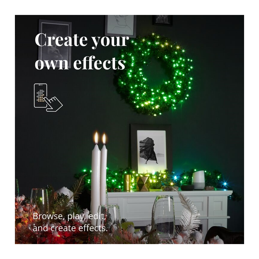 Twinkly - LED RGB Dimbaar Kerstkrans PRE-LIT WREATH 50xLED diameter 61cm Wi-Fi
