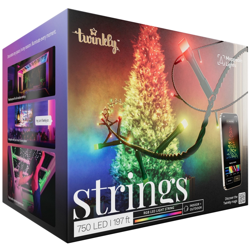 Twinkly - LED RGB Dimbaar buitenshuis Kerst lichtsnoer STRINGS 750xLED 63,5m IP44 Wi-Fi