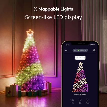 Twinkly - LED RGB Dimbaar Kerstmis ster TREE TOPPER 76xLED USB Wi-Fi