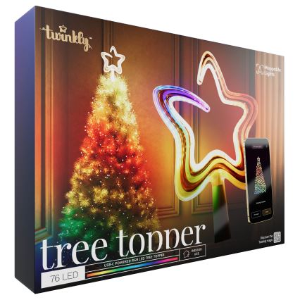 Twinkly - LED RGB Dimbaar Kerstmis ster TREE TOPPER 76xLED USB Wi-Fi