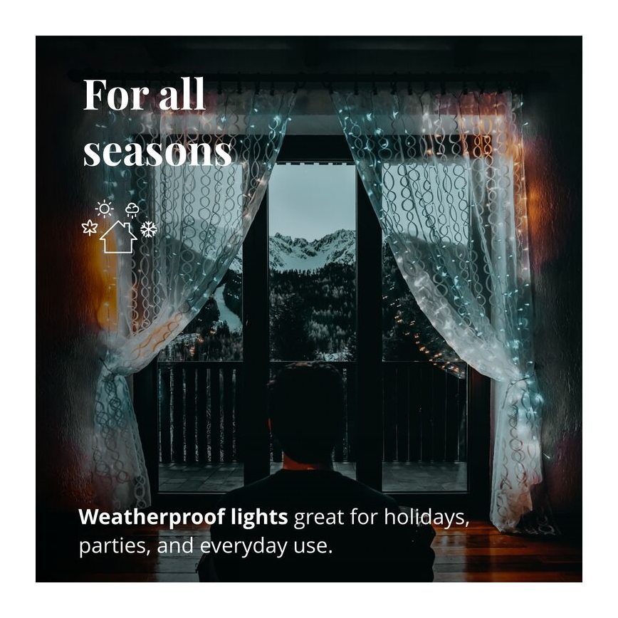 Twinkly - LED RGBW Dimbaar buitenshuis Kerst gordijn CURTAIN 210xLED 6,1m IP44 Wi-Fi