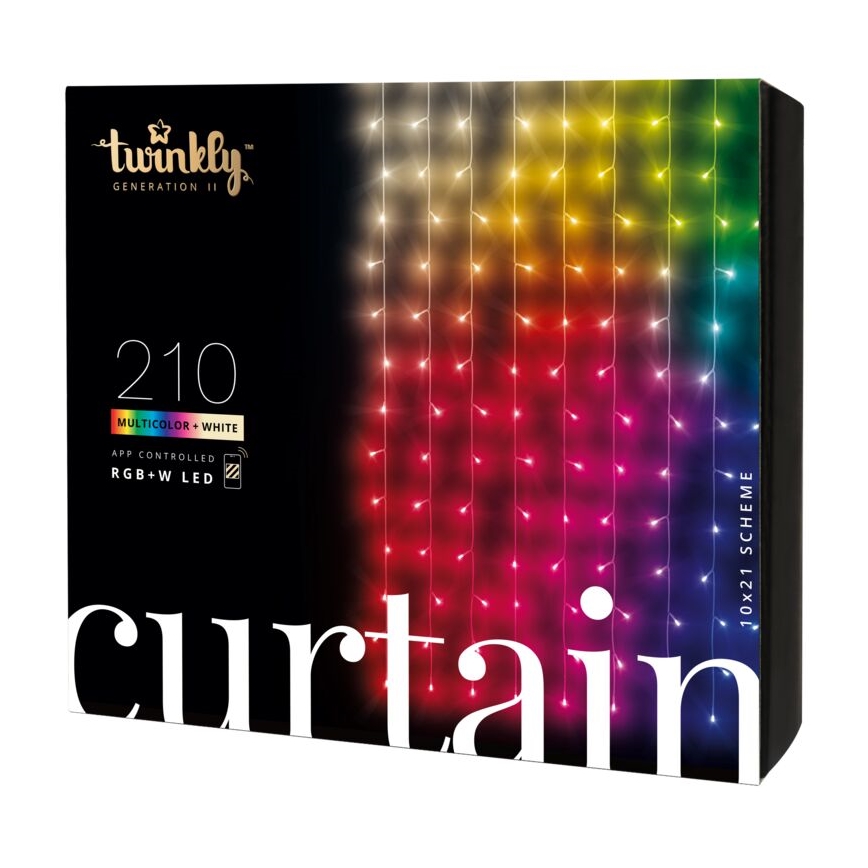 Twinkly - LED RGBW Dimbaar buitenshuis Kerst gordijn CURTAIN 210xLED 6,1m IP44 Wi-Fi