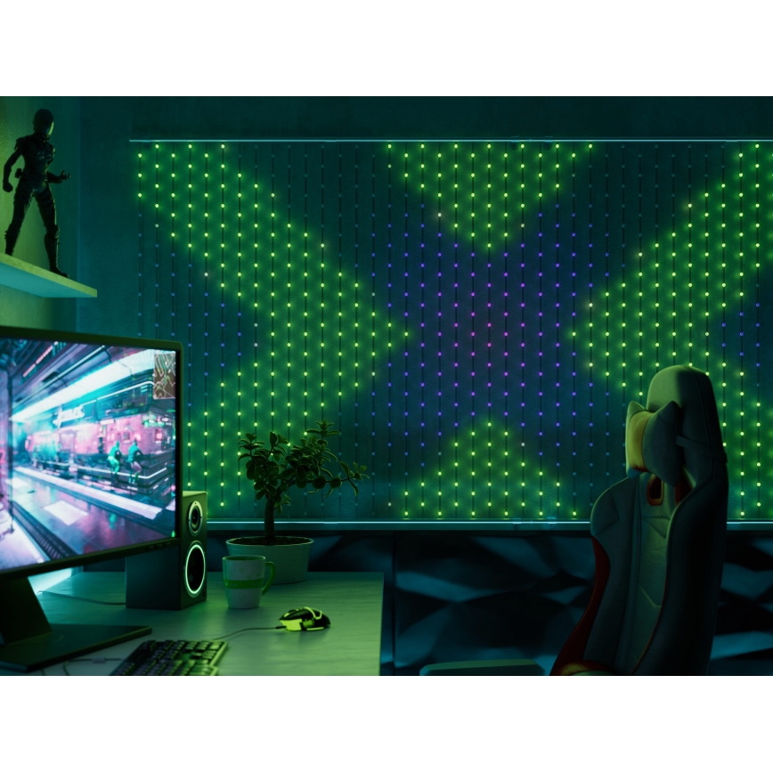 Twinkly - LED RGB Dimbaar Kerst gordijn MATRIX 480xLED 1x1 m Wi-Fi