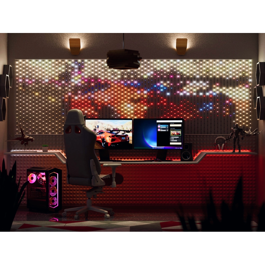 Twinkly - LED RGB Dimbaar Kerst gordijn MATRIX 480xLED 1x1 m Wi-Fi