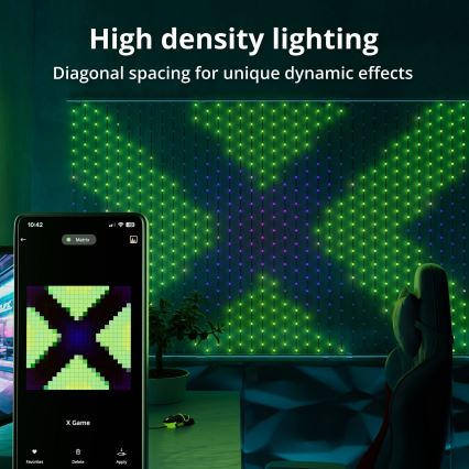 Twinkly - LED RGB Dimbaar Kerst gordijn MATRIX 480xLED 1x1 m Wi-Fi