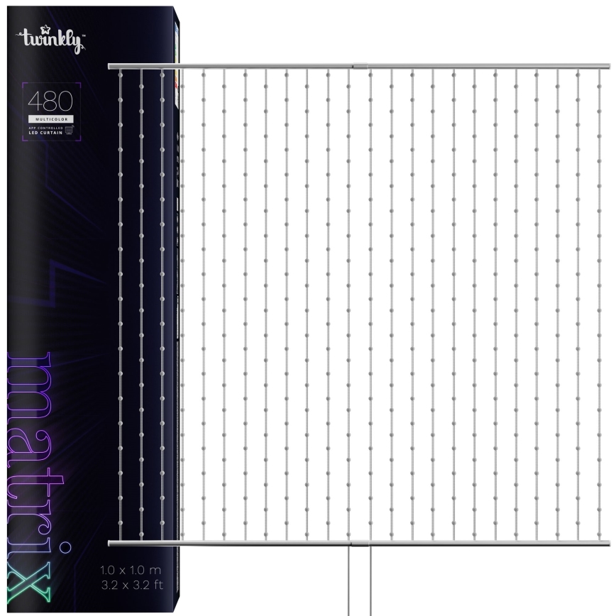 Twinkly - LED RGB Dimbaar Kerst gordijn MATRIX 480xLED 1x1 m Wi-Fi
