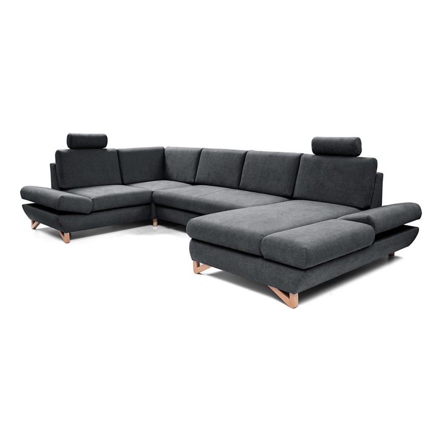 U-vormige gepolsterde hoekbank met slaapfunctie en opbergruimte AVESTA antraciet