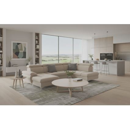 U-vormige hoekbank met opbergruimte CATANIA, rechts, beige