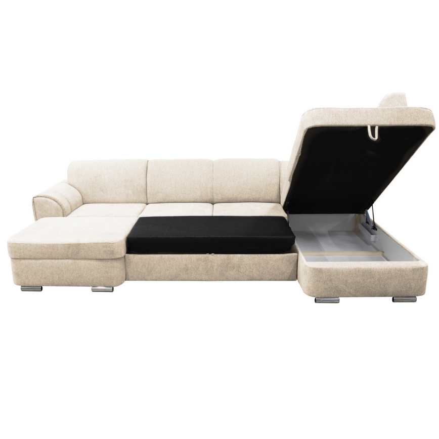 U-vormige hoekbank met opbergruimte SERPA, rechts, beige