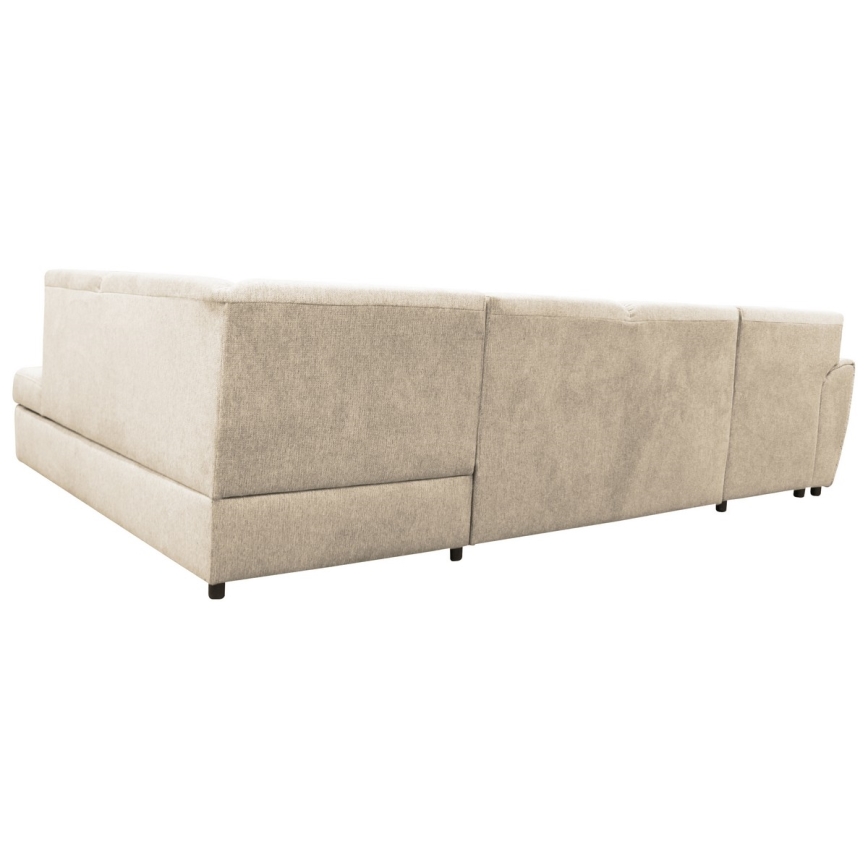 U-vormige hoekbank met opbergruimte SERPA, rechts, beige