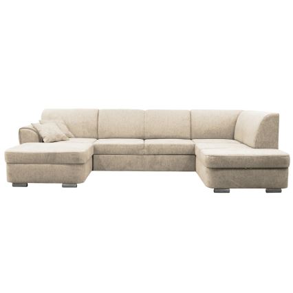U-vormige hoekbank met opbergruimte SERPA, rechts, beige