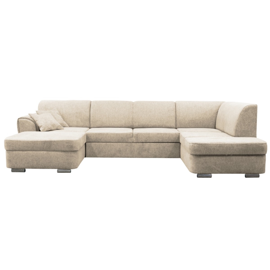 U-vormige hoekbank met opbergruimte SERPA, rechts, beige