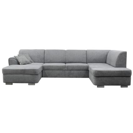 U-vormige hoekbank SERPA, met slaapfunctie en opbergruimte, rechts, grijs