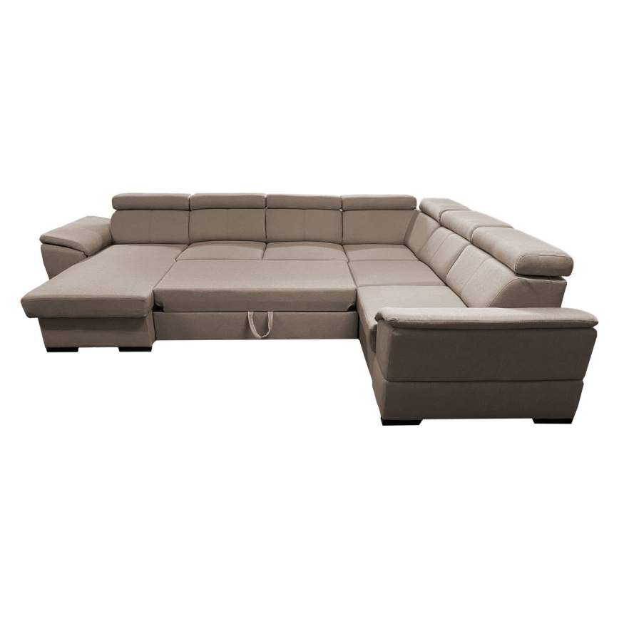 U-vormige opvouwbare bank met universele hoek met een opslagruimte GRANADA beige