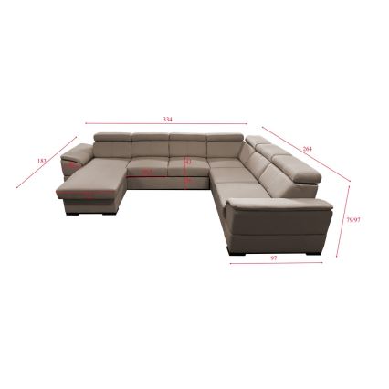U-vormige opvouwbare bank met universele hoek met een opslagruimte GRANADA beige