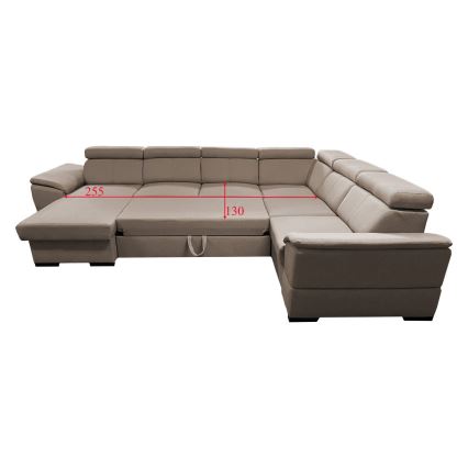 U-vormige opvouwbare bank met universele hoek met een opslagruimte GRANADA beige