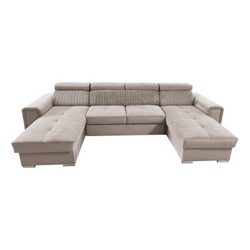 U-vormige opvouwbare bank met universele hoek met een opslagruimte SALVADA beige