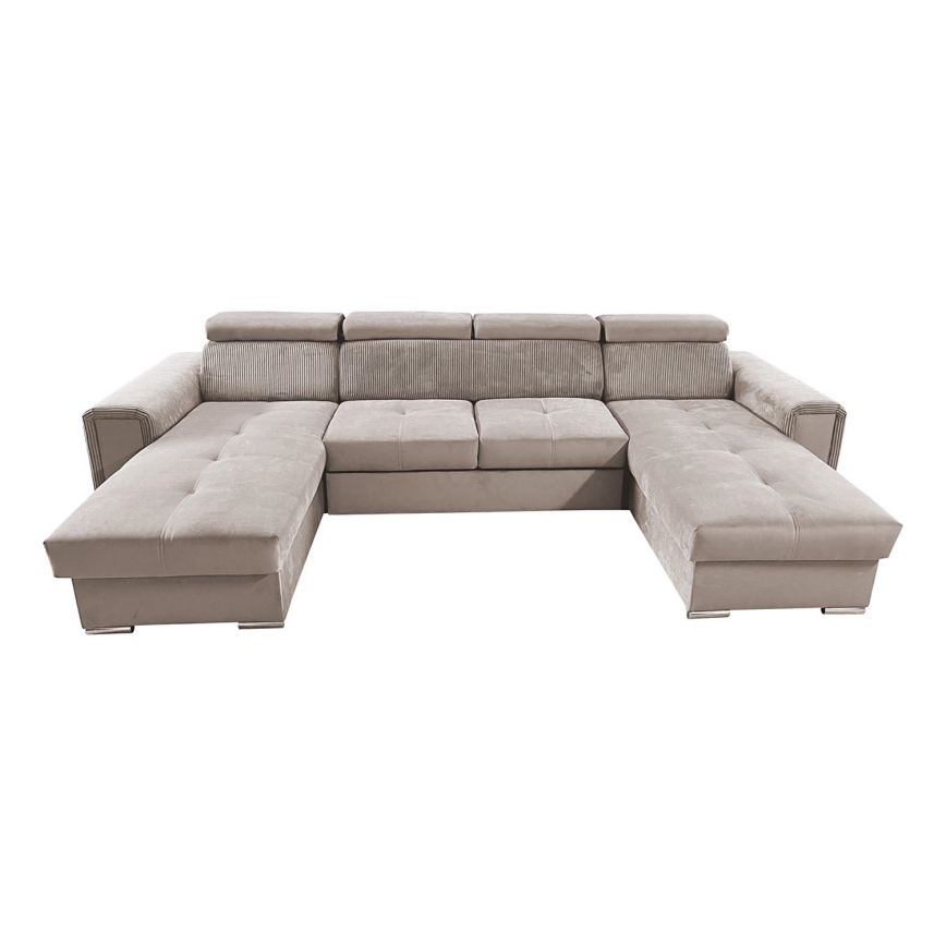 U-vormige opvouwbare bank met universele hoek met een opslagruimte SALVADA beige