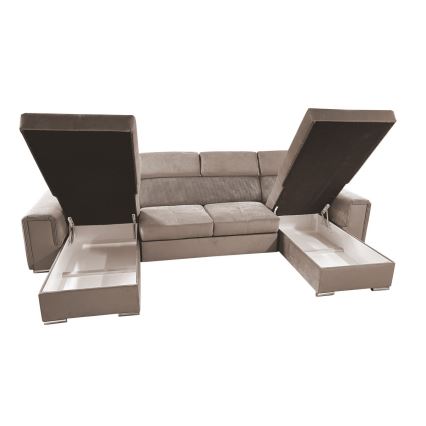 U-vormige opvouwbare bank met universele hoek met een opslagruimte SALVADA beige