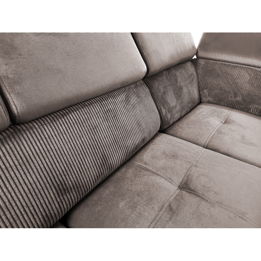 U-vormige opvouwbare bank met universele hoek met een opslagruimte SALVADA beige