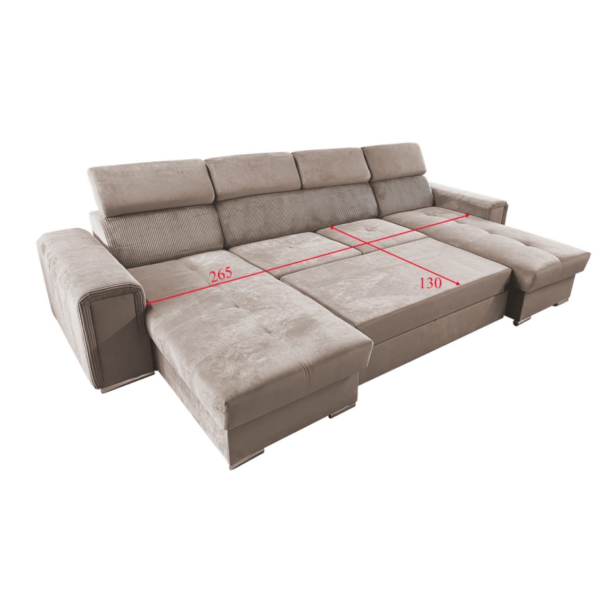 U-vormige opvouwbare bank met universele hoek met een opslagruimte SALVADA beige