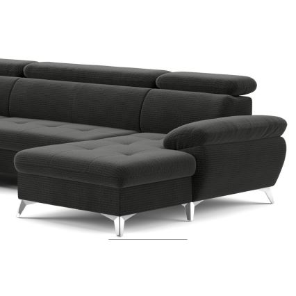 U-vormige hoekbank met opbergruimte CATANIA links, grafietkleurig