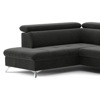 U-vormige hoekbank met opbergruimte CATANIA links, grafietkleurig