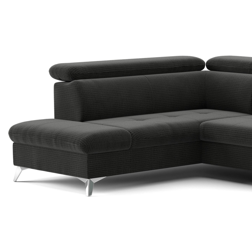 U-vormige hoekbank met opbergruimte CATANIA links, grafietkleurig