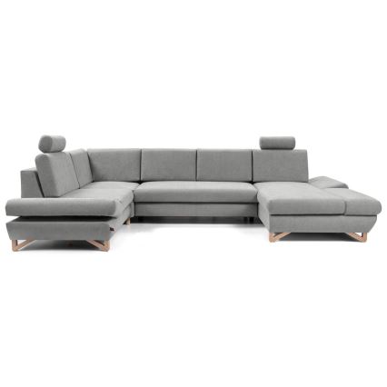 U-vormige uitklapbare gepolsterde hoekbank met opbergruimte AVESTA, grijs