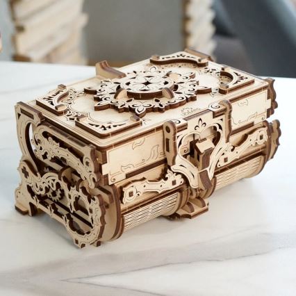 Ugears - 3D houten mechanische puzzel Antiek sieradendoosje