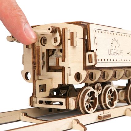 Ugears - 3D houten mechanische puzzel V-Express stoomlocomotief met tender