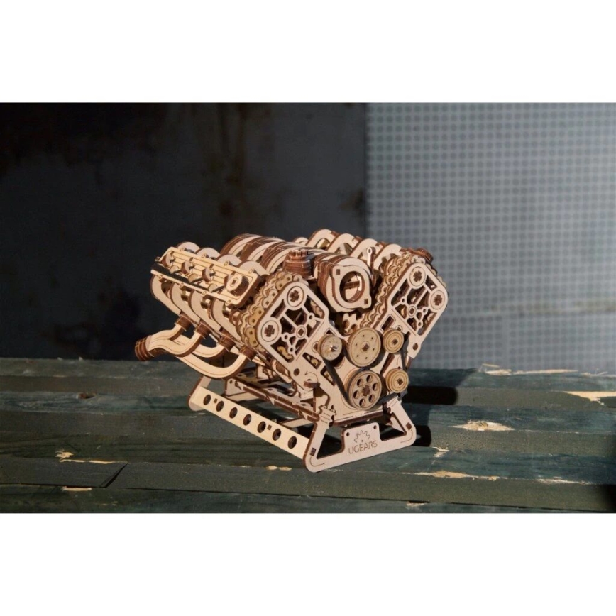 Ugears - 3D houten mechanische puzzel V8-motor