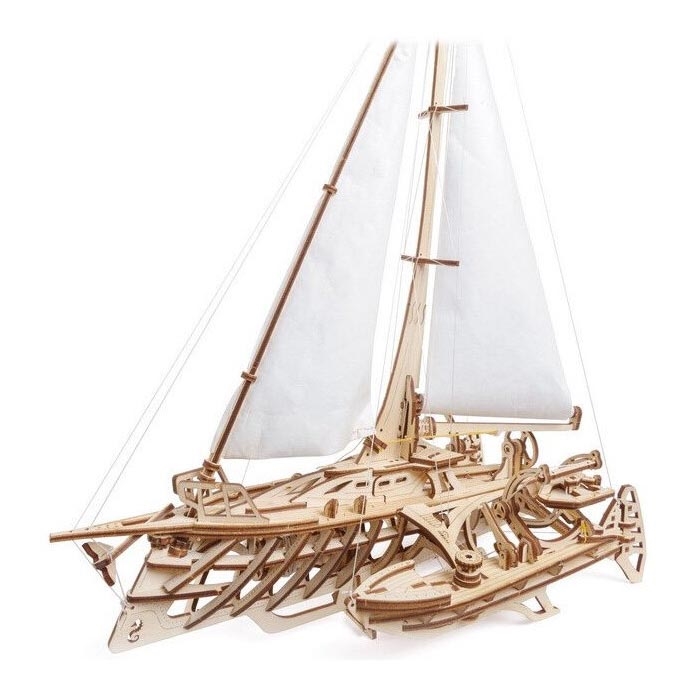 Ugears - 3D houten mechanische puzzel Zeilboot Merihobus trimaran