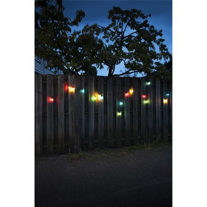 Uitbreidingsset LED-buitenslinger CONE FILAMENT 20xE10 14m gekleurd/warmwit IP44, Gemaakt in de EU