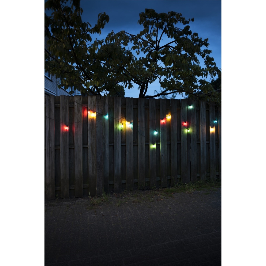 Uitbreidingsset LED-buitenslinger CONE FILAMENT 20xE10 14m gekleurd/warmwit IP44, Gemaakt in de EU