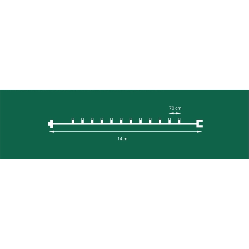 Uitbreidingsset LED-buitenslinger CONE FILAMENT 20xE10 14m gekleurd/warmwit IP44, Gemaakt in de EU