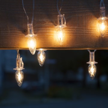 Uitbreidings-LED-lichtsnoer CONE FILAMENT, 20×E10, 14 m, helder/warmwit, IP44, Gemaakt in Tsjechië