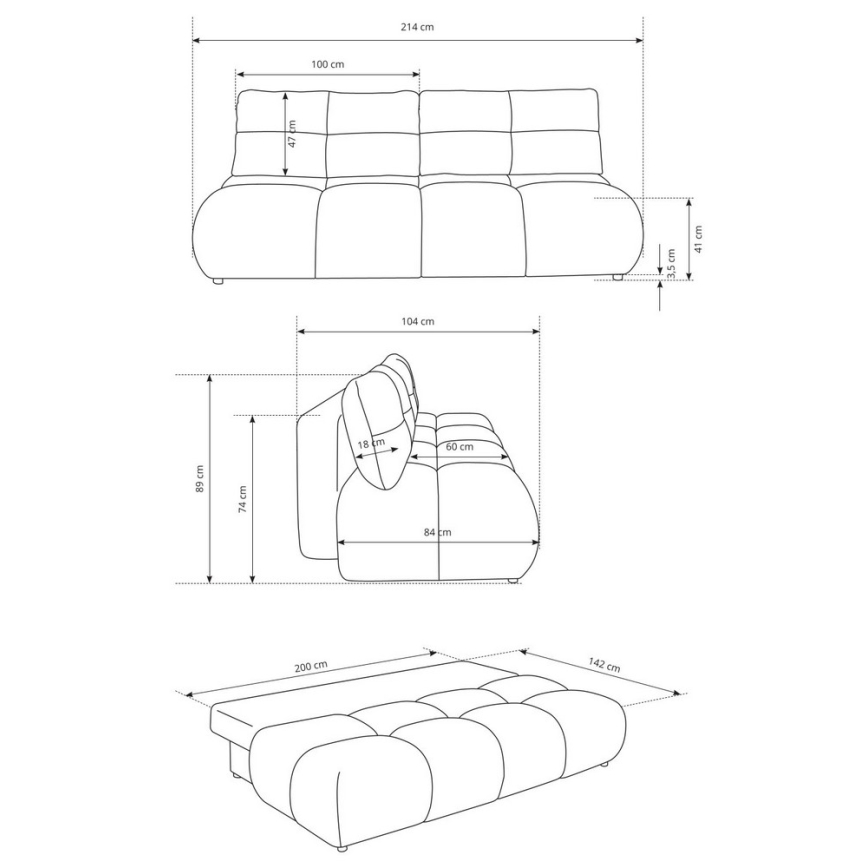Uitklapbare 3-zitsbank met opbergruimte NUORO groen