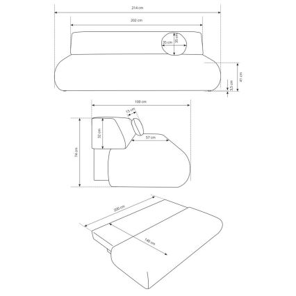 Uitklapbare 3-zitsbank met opbergruimte PRATO beige
