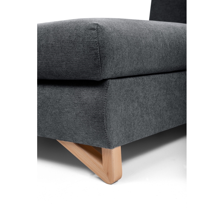 Uitklapbare gestoffeerde L‑vormige hoekbank AVESTA, links, antraciet, met opbergruimte