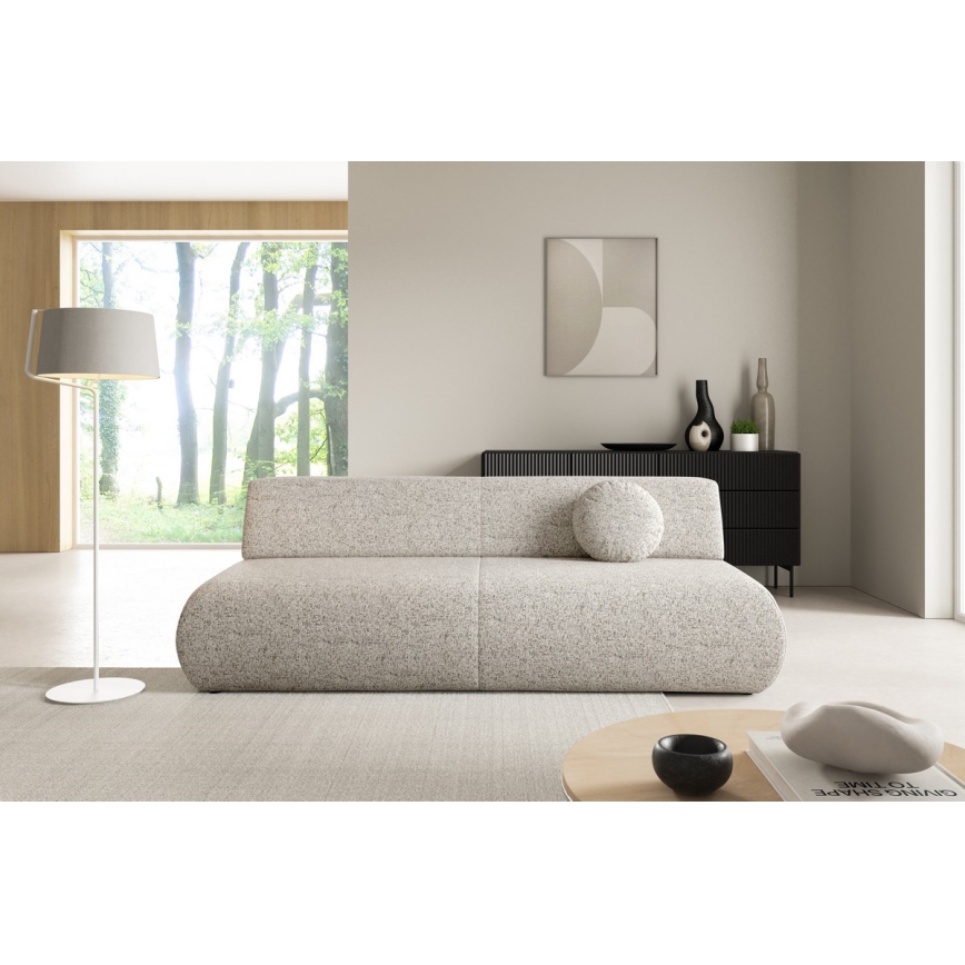 Uitklapbare driezitsbank met opbergruimte PRATO beige