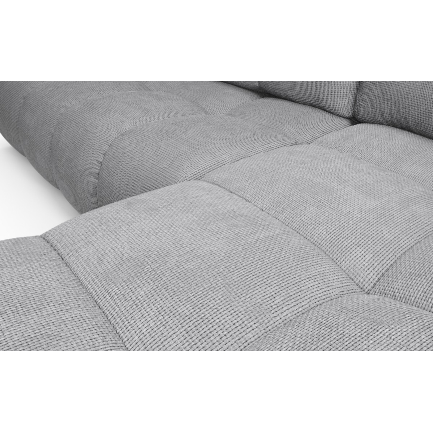 Uitschuifbare gestoffeerde L-hoekbank ALMADA met opbergruimte, rechts, grijs