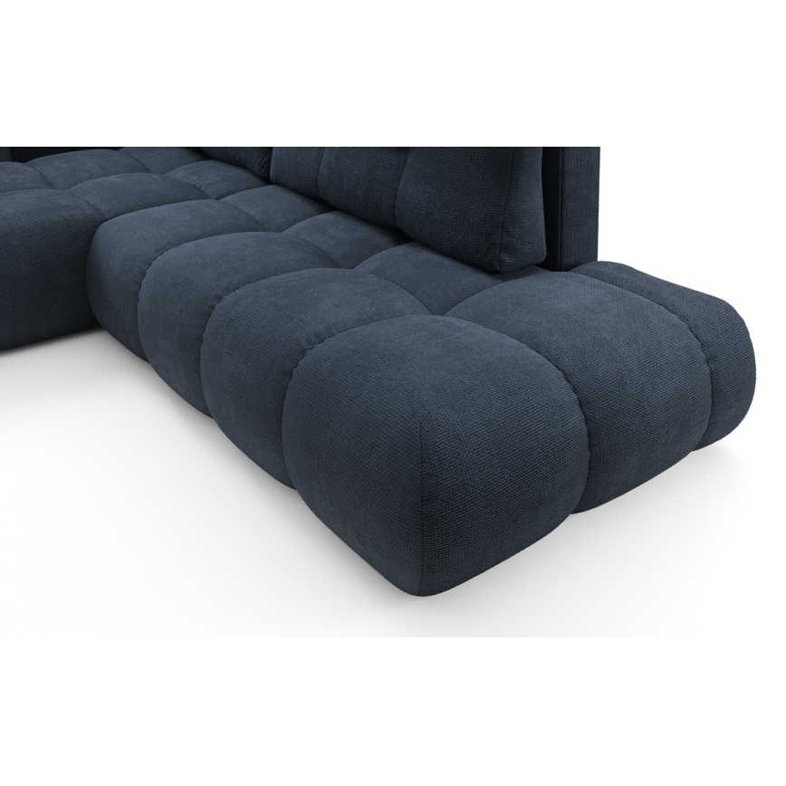 ALMADA L‑vormige gestoffeerde hoekbank met slaapfunctie en opbergruimte, linkeropstelling, blauw