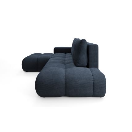 ALMADA L‑vormige gestoffeerde hoekbank met slaapfunctie en opbergruimte, linkeropstelling, blauw
